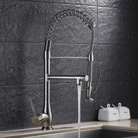 vidric kitchen faucet nickel brushed brass pull down spring kitchen sink faucet swivel spout tall vessel mixer tap torneira cozi