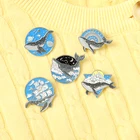 Эмалированная брошь в виде морского парусника, звезды, Луны, гор, животных, Кита, морской волны, парусное приключение, брошь на лацкан, значок для сумки, исследование, ювелирное изделие, подарок