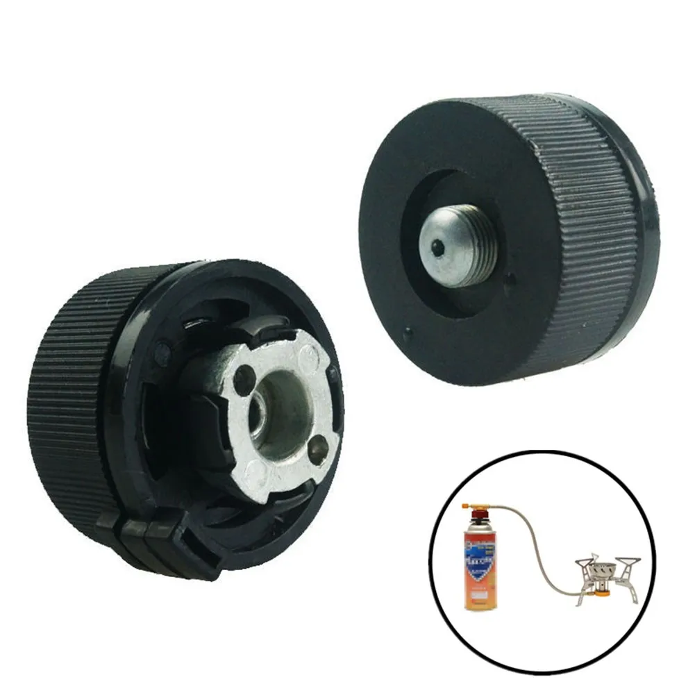 

Metal Butane Gas Adapter Convert Camping Stove Fuel Canister Black For Long Tank Picnic BBQ Cycling Tool Split Type Furnace