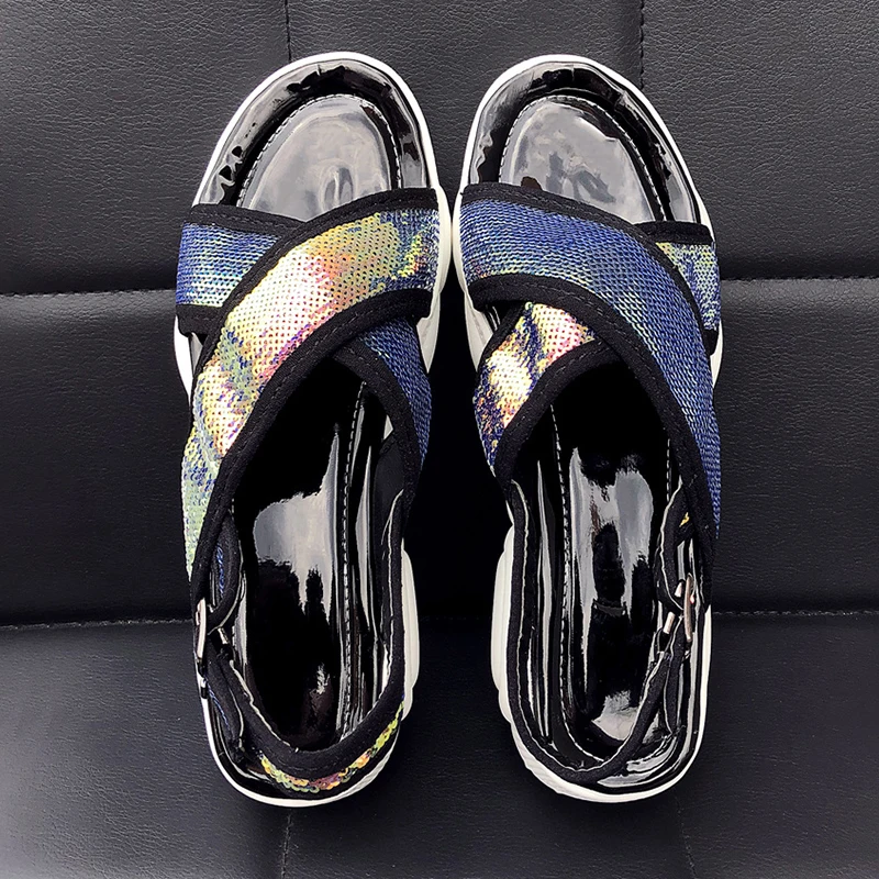 Большие размеры 34-46 Новая обувь на платформе с украшением Женские босоножки