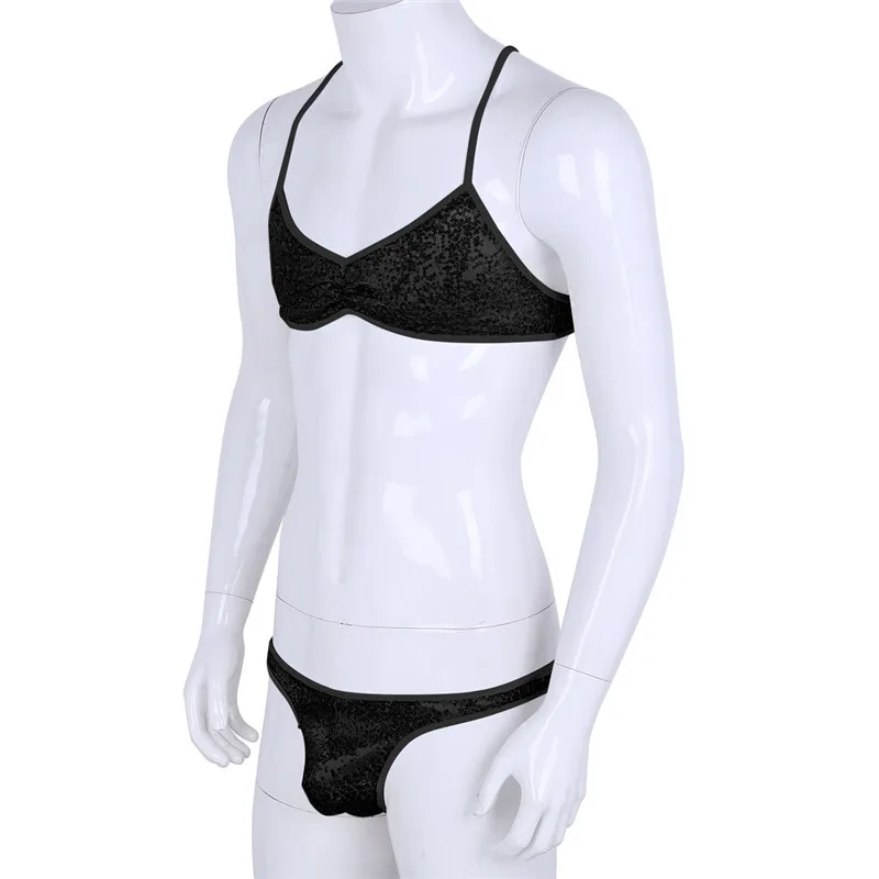 2021 комплект из 2 предметов мужское нижнее белье с блестящими блестками для геев