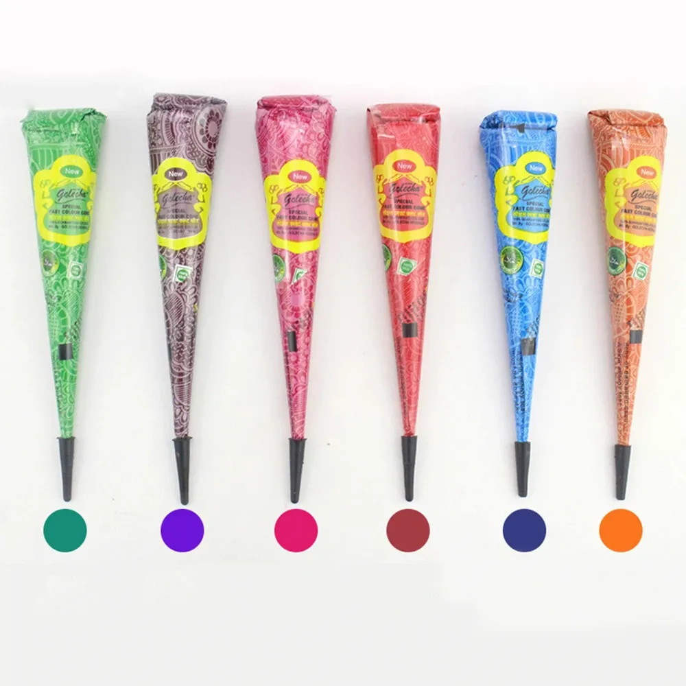 India Golecha Multicolor Henna Tattoo Ink Henna Hannah Hand-painted Temporary Tattoo Paint Cream Freckles Green Orange Blue
