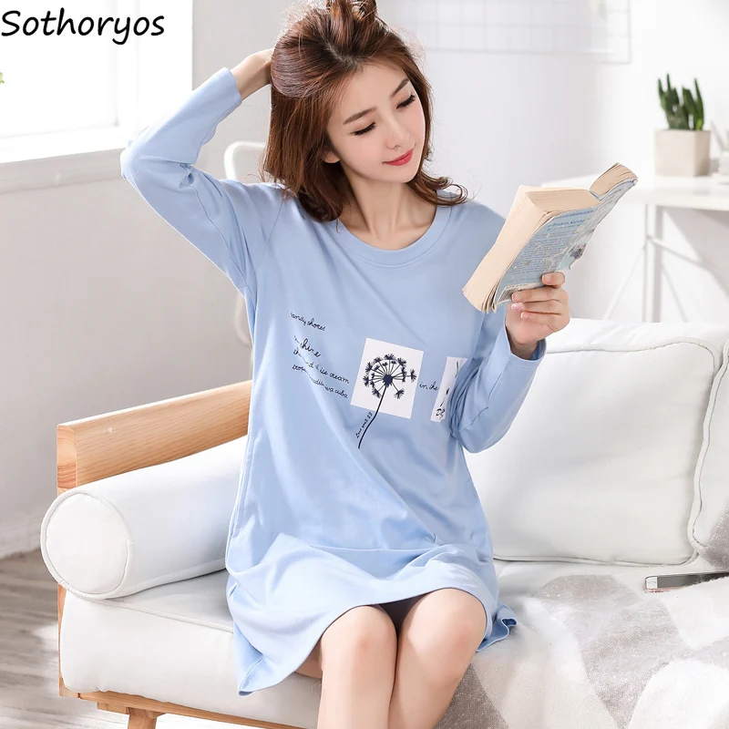 Женские рубашки для сна с длинным рукавом и круглым вырезом разные цвета женское