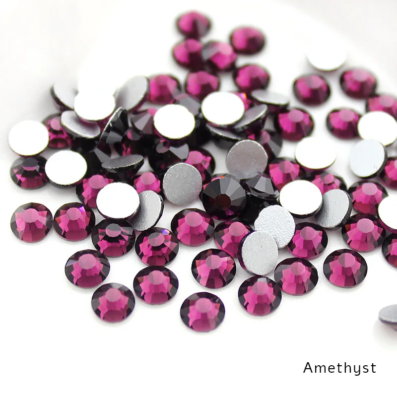 amethyst SS3-SS20 Аметистовые стразы для нейл-арта, плоская задняя часть без горячей фиксации клей на Нейл-арте стразы, бутик и высший сорт - Цвет: amethyst