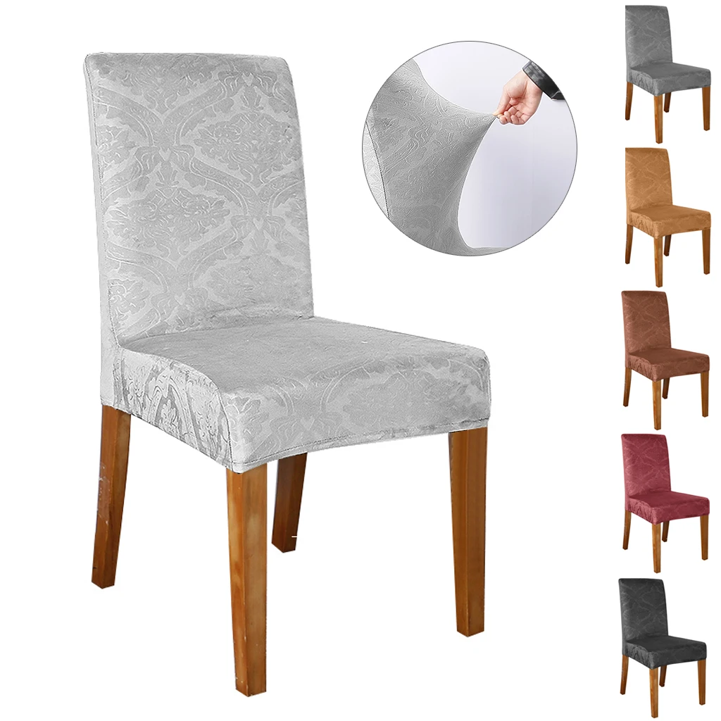 

Waterproof Spandex Embossed Chair Cover Fox Pile Stretch Velvet Chair Cover Banquet Printing Seat Cover Wedding Home Decor D30