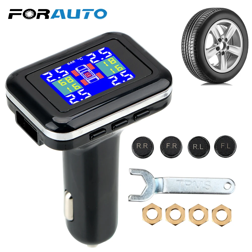 Система контроля давления в шинах FORAUTO TPMS беспроводной прикуриватель с ЖК