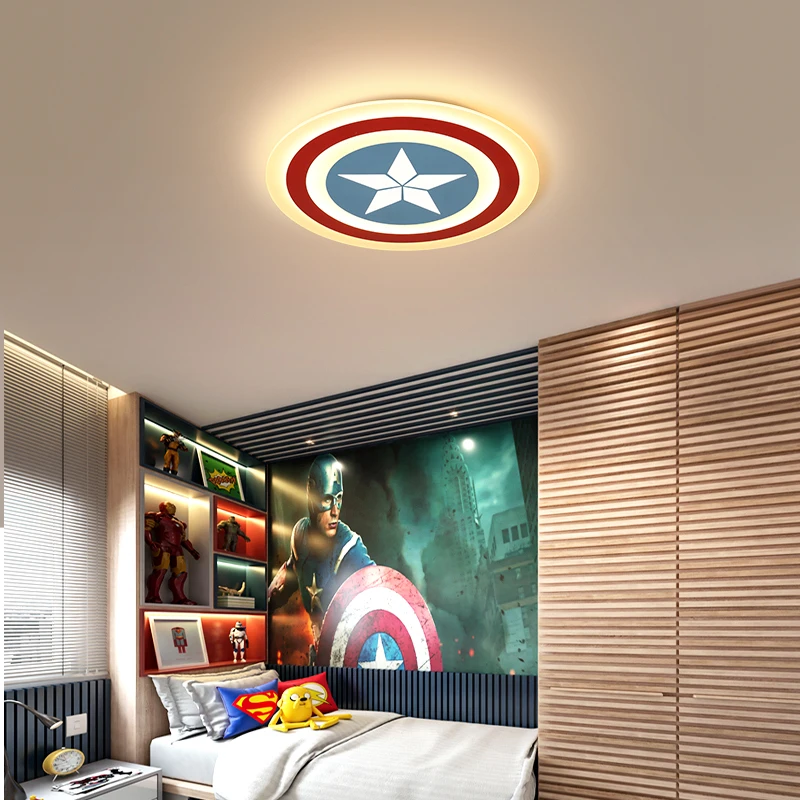 Детский светодиодный потолочный светильник Капитан Америка с пультом