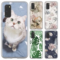 flowers cats case for samsung galaxy s30 s21 s20 ultra 5g s10e s10 s9 s8 plus soft tpu transparent cover coque