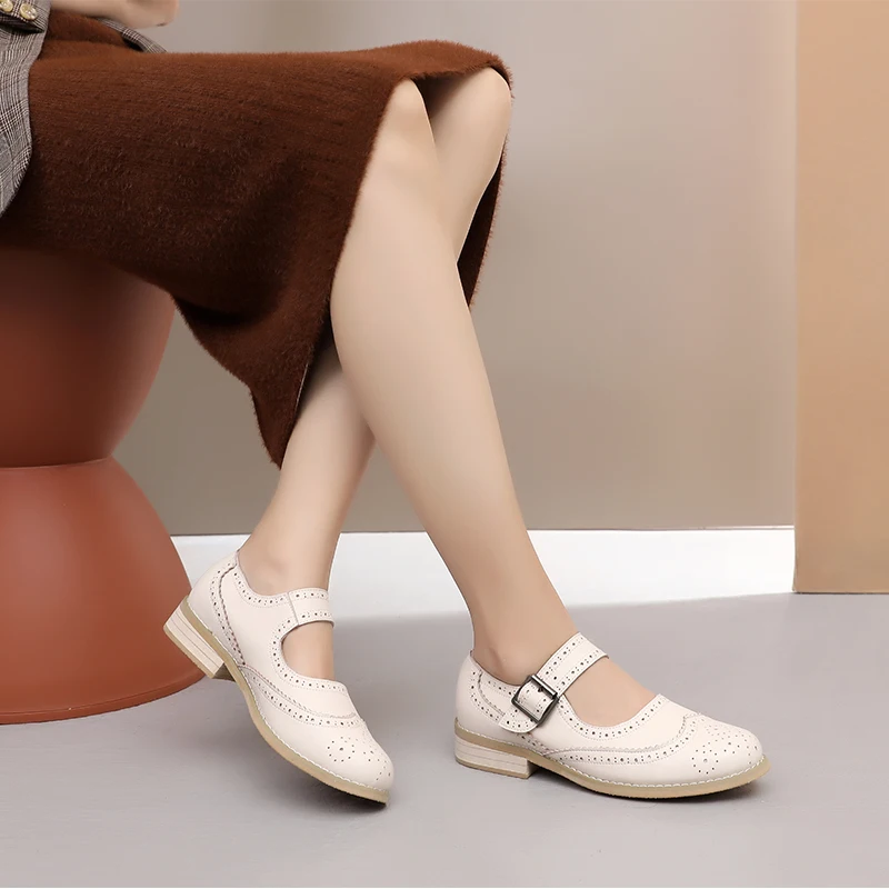 Женские туфли оксфорды на плоской подошве Модная женская обувь из натуральной