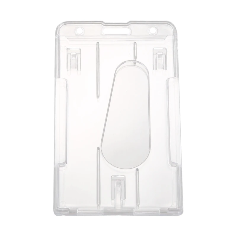 

1X Vertical Hard Plastic Badge Holder Double Card ID Multi Transparent 10X6cm