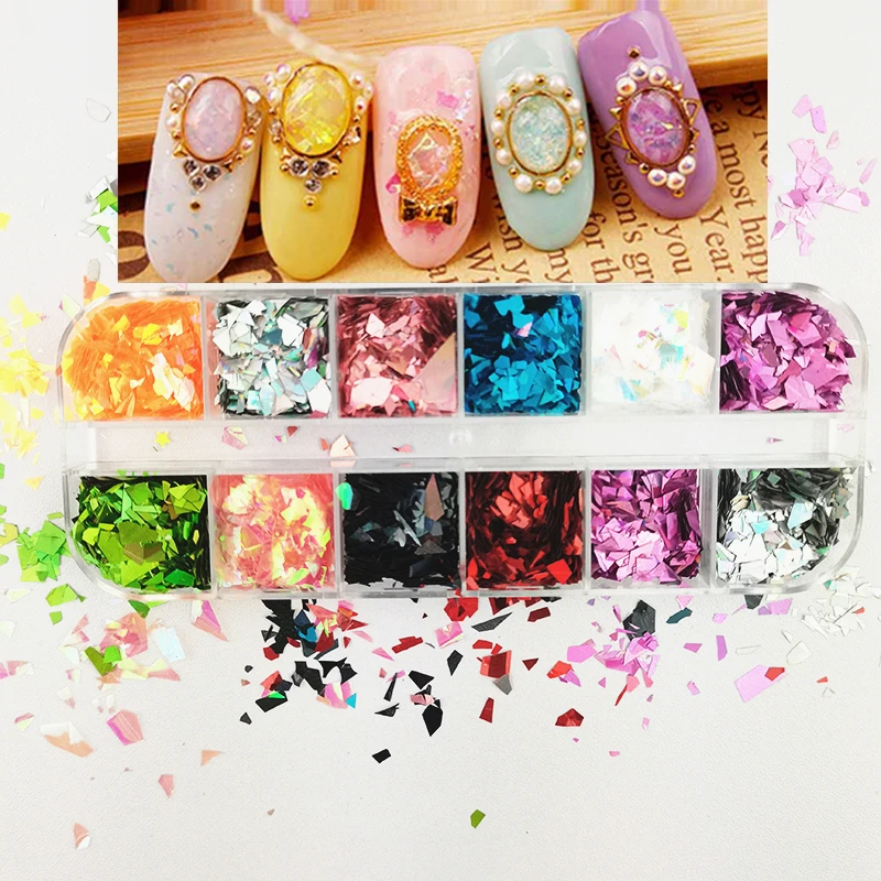 

10g Holographic Nail Glitter Flakes Shell Sparkly Sequins Irregular Paillette DIY Gel Polish Manicure Nail Art Decorations