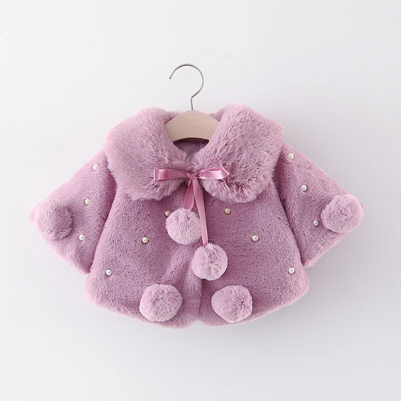 2020 зимний свитер для маленьких девочек Однотонные пальто из искусственного меха