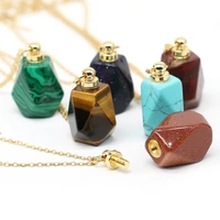 natural stone perfume bottle necklace section polygon semi precious charms for elegant women love romantic gift 60 cm