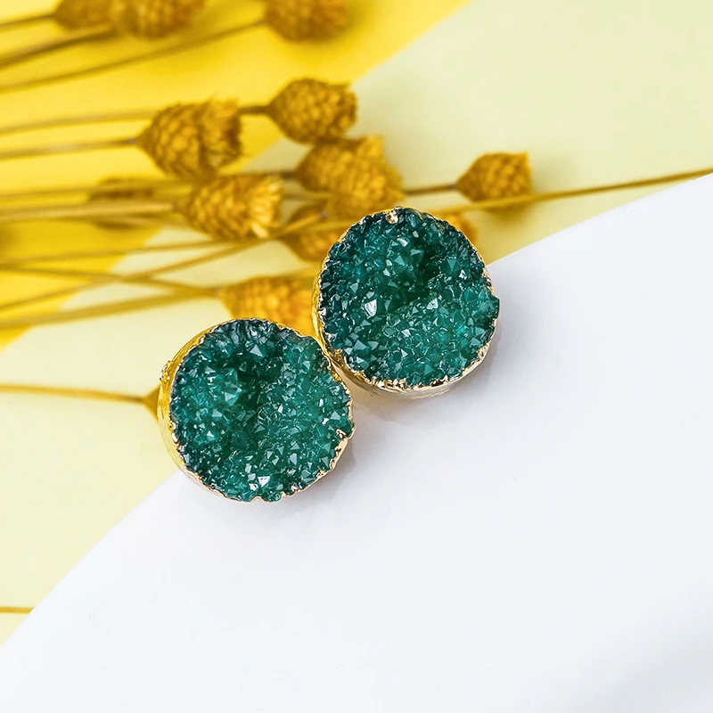 QCOOLJLY серьги с натуральным драгоценным камнем модные простые серьги-гвоздики