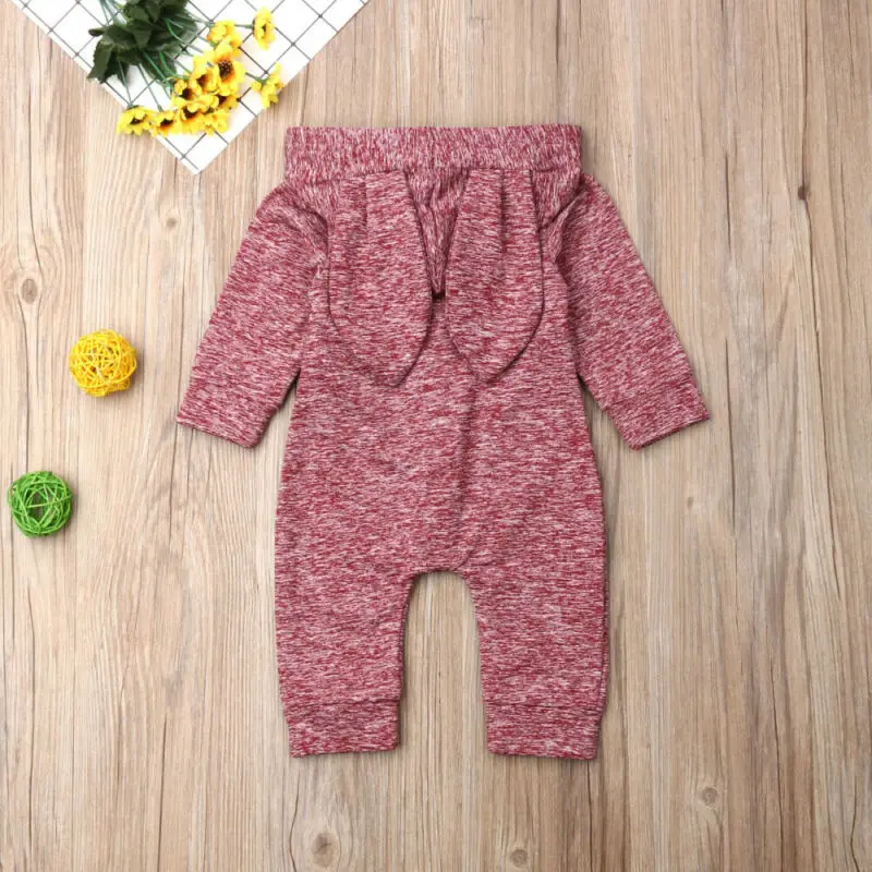 

Newborn Baby Girl Boy 3D Ears Hooded Romper Autumn Clothes Long Sleeves Buttons Jumpsuit Unisex Baby Cotton Romper 0-24M