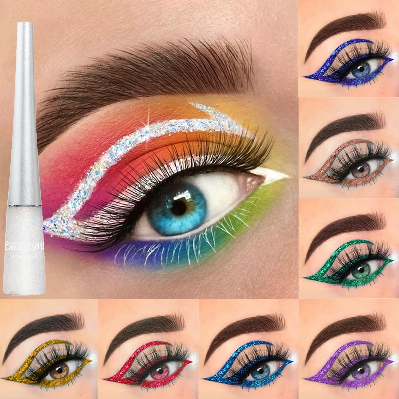 16 Colors Diamond Glitter Liquid Eyeliner Waterproof Quick Dry Shiny Eye Liner Gel Blue Red Green White Makeup Eyeliner Cosmetic