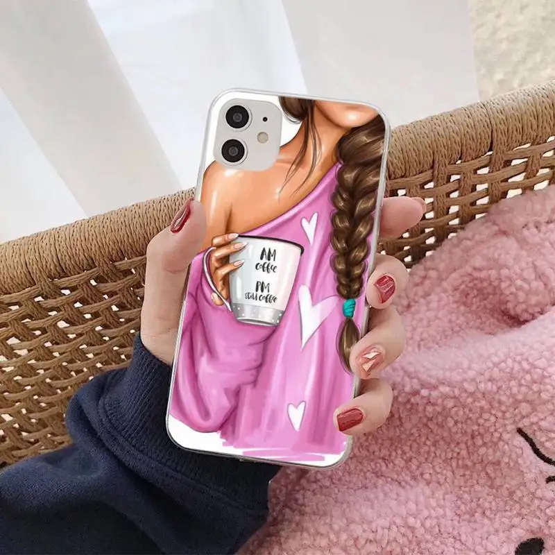 

Fashion coffee Women Girls Phone Case for iPhone 8 7 6S Plus X 5S SE 2020 XR 11 12 mini pro XS MAX