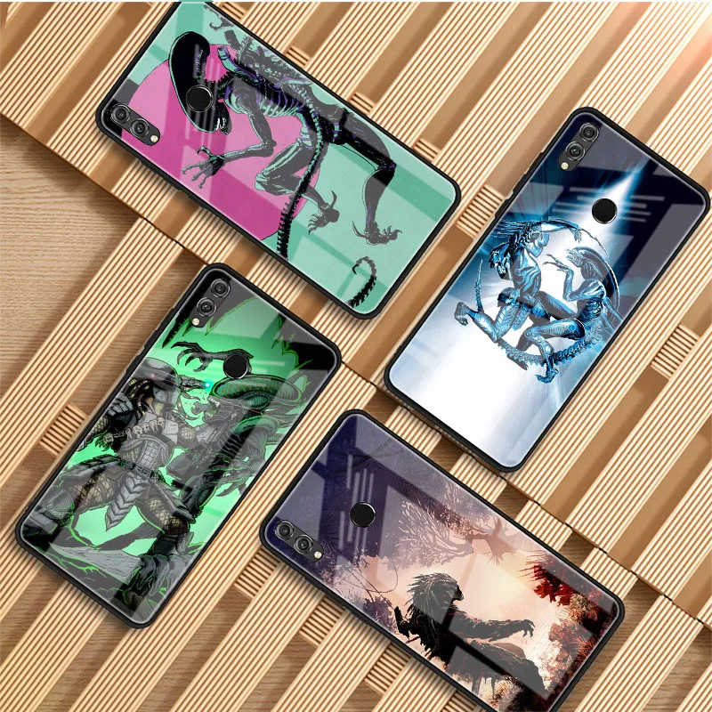 Чехол Alien vs Predator из закаленного стекла для телефона Huawei P20 P30 P40 Lite Pro Psmart Mate 20