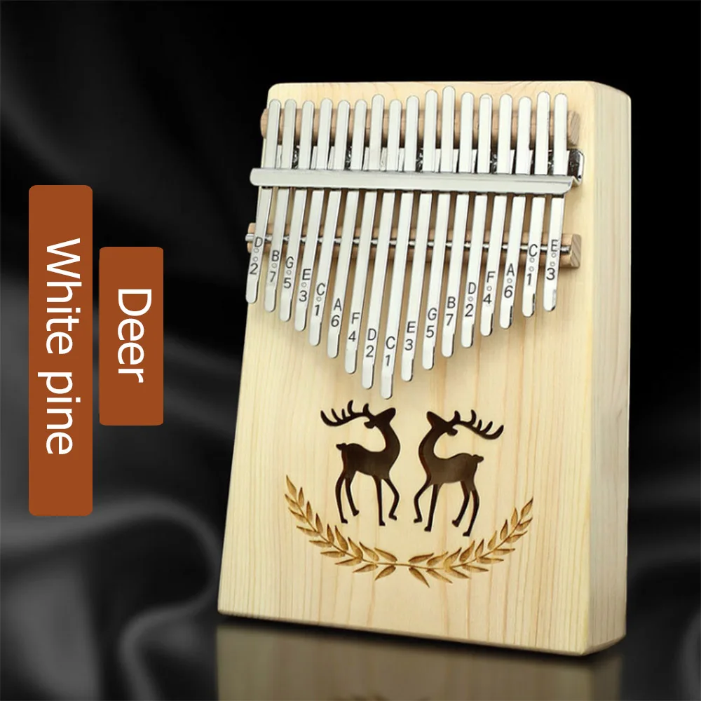 17-клавишным Kalimba игрушечное пианино finger фортепиано музыкальный инструмент в африканском стиле однотонные сосна с сердцем персикового цвета с книги для изучения для тюнинга - Цвет: Deer 1