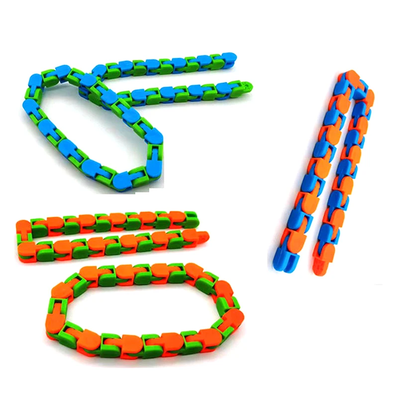 Cadena de bicicleta sensorial, cadena giratoria de 24 secciones, juguete educativo-0