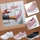 Кроссовки-носки женские легкие без шнуровки, Вулканизированная подошва, дышащие сетчатые, повседневная спортивная обувь, белые, лето 2021
