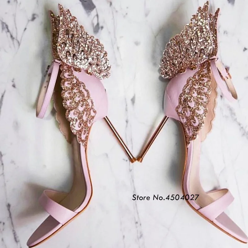 Свадебные туфли для невесты с крыльями розовой бабочки пикантные женские