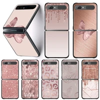 black phone case for samsung galaxy z flip3 5g z flip hard pc cover smartphone capa luxury pink hearts