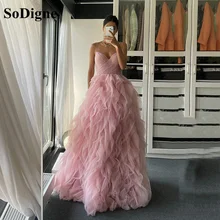 SoDigne – robe de soirée longue rose à plusieurs niveaux, tenue de soirée formelle pour occasions  (2)