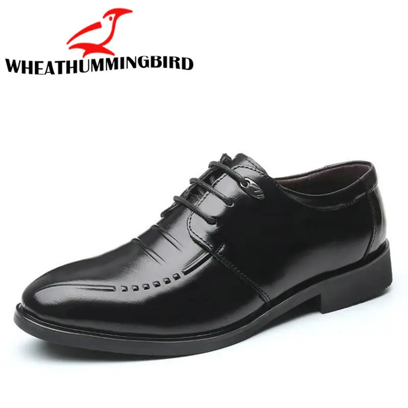 

2019 autumn new men's pointed dress shoes Oxfords Business Office Black Lace-Up Shoes Men's Formal Shoes C21-18