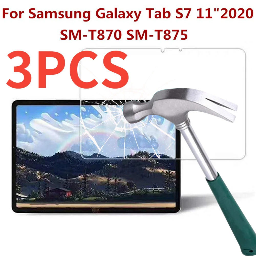 

3PCS Tempered Glass Screen Protector For Samsung Galaxy Tab S7 11 Inch T870 T875 Bubble Free Anti Fingerprint HD Protective film