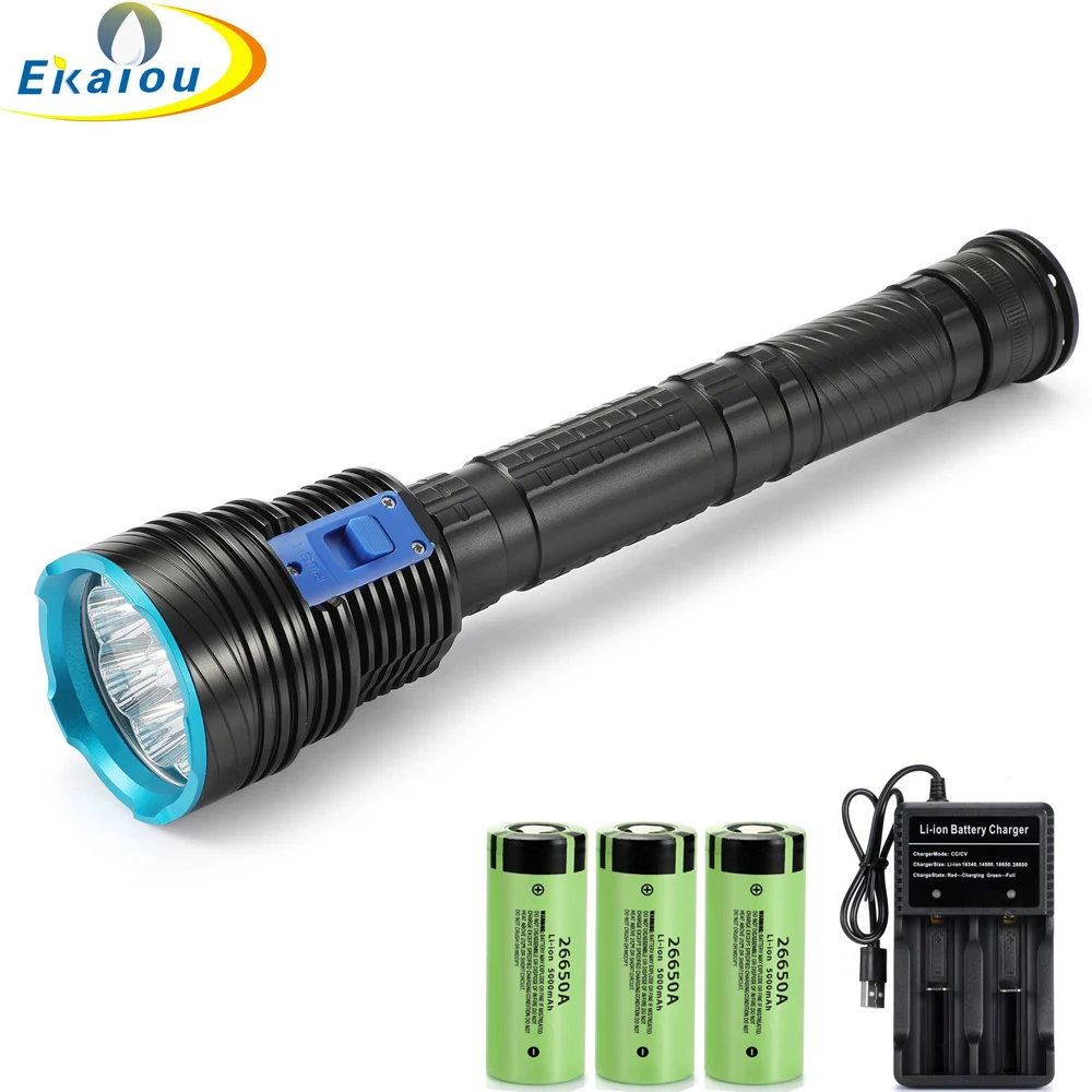 Светодиодный профессиональный водонепроницаемый фонарик 9xXM L2 для дайвинга