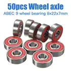 Роликовые подшипники 2RS ABEC-9, 608, 50 шт., красный герметичный подшипник 8x22x7 мм, подшипник скольжения, антикоррозийный, для скейтборда
