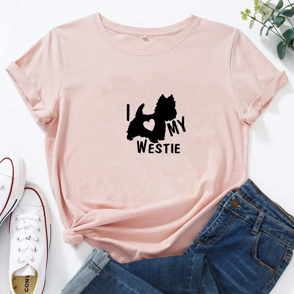 

I Cat MY WESTIE Harajuku Women Tshirts Cotton O-neck Loose T-shirt Women Fashion Casual Letter Graphic T Shirts Women