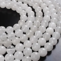 natural stone beads white jades stone chalcedony round loose beads 4 6 8 10 12 14mm for bracelets necklace jewelry making