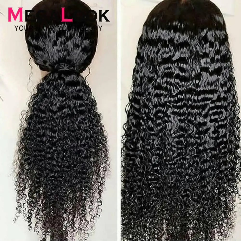 Перуанский кудрявый парик Megalook кружевные передние человеческие волосы женский