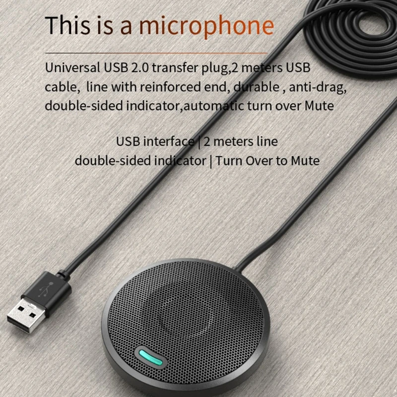 

USB всенаправленный конденсаторный микрофон для видеоконференций, онлайн-обучения, передача звука с кабелем AUX 3,5 мм Type-C