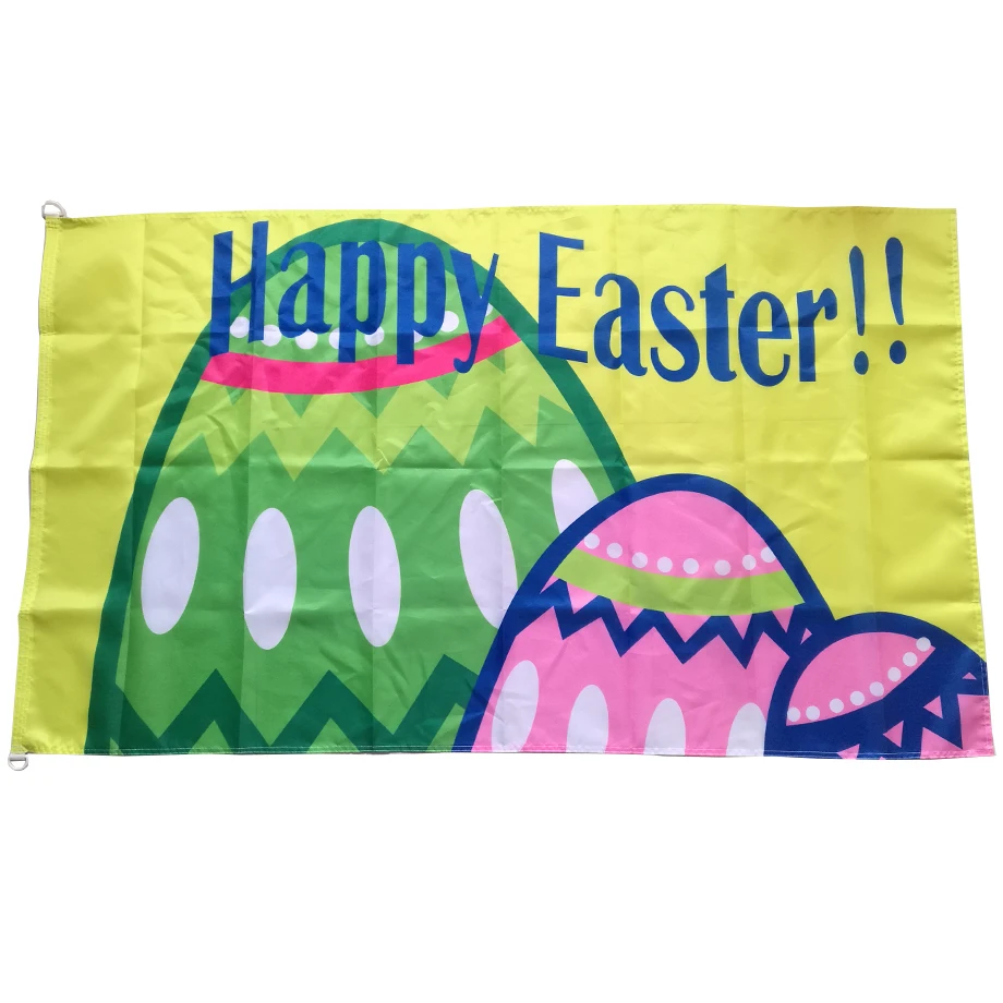 

Флагами в виде пасхальных яиц