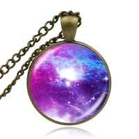 karairis space planet stars cosmic nebula cabochon demo glass pendant necklace galaxy photo chain jewelry craft diy xmas gifts