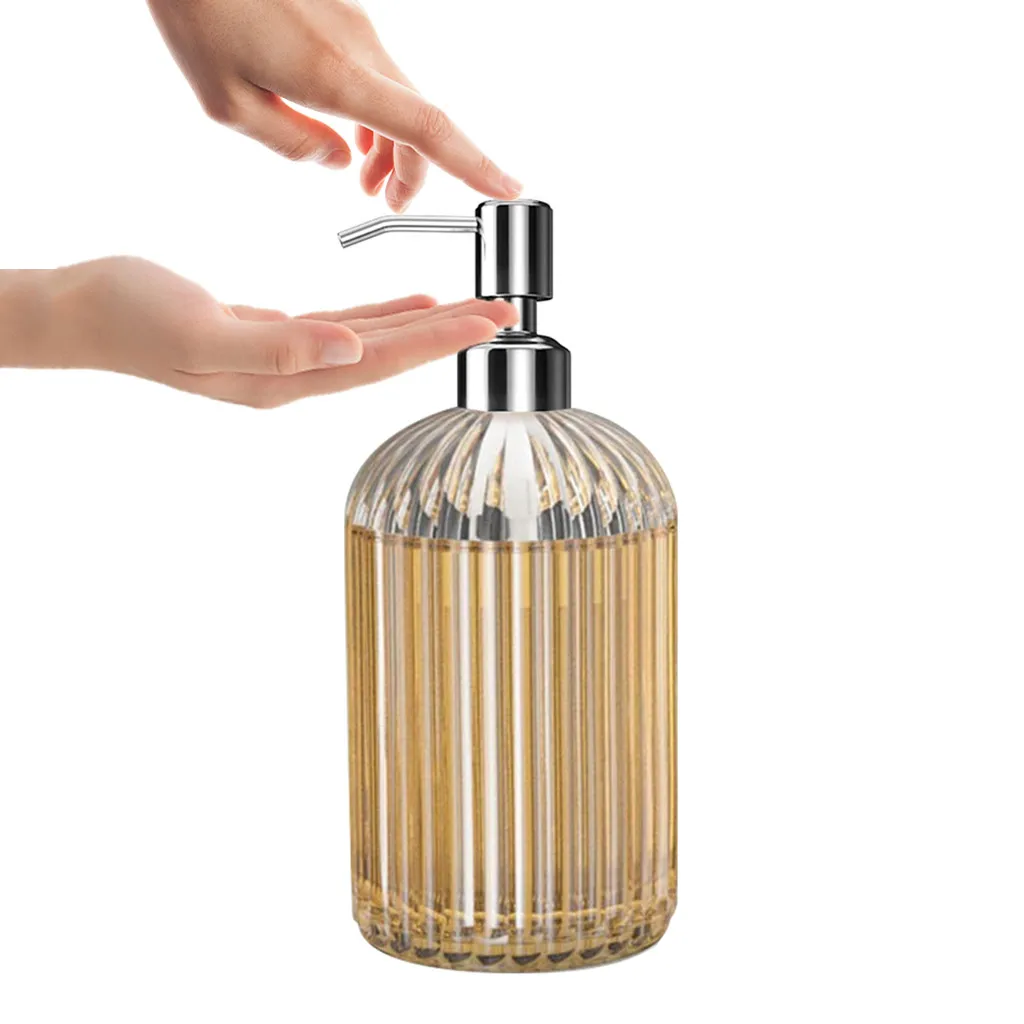 

High Quality Large 18oz Manual Soap Dispenser Clear Glass Hand Sanitizer Bottle Body wash - liquid soap glass bottle