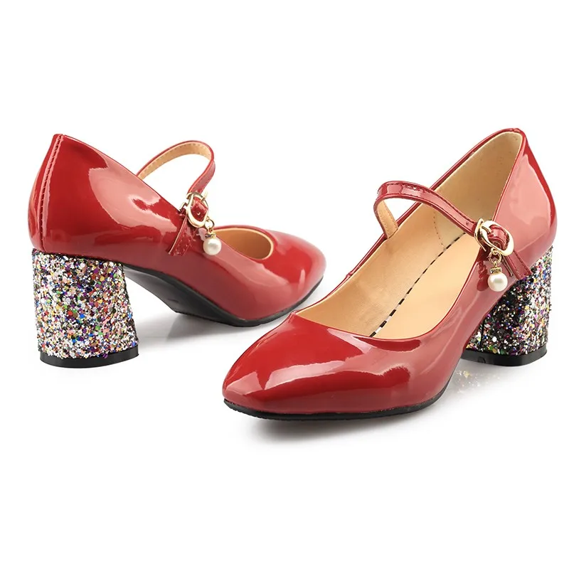 Туфли-лодочки женские из лакированной кожи на высоком каблуке с квадратным