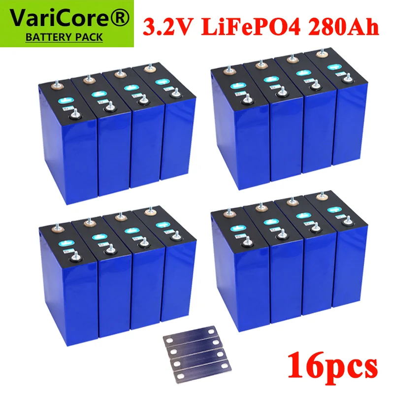 

16pcs 3.2V 280AH LiFePO4 battery Lithium iron phospha batteries for 12V Electric car RV Solar Energy storage system Welded Stud