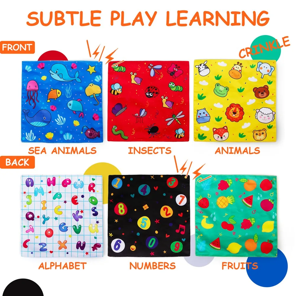 Teytoy-caja de pa&ntilde;uelos de My First Baby, juguete sensorial cuadrado Montessori de alto contraste, relleno suave, aprendizaje educativo para ni&ntilde;os-3