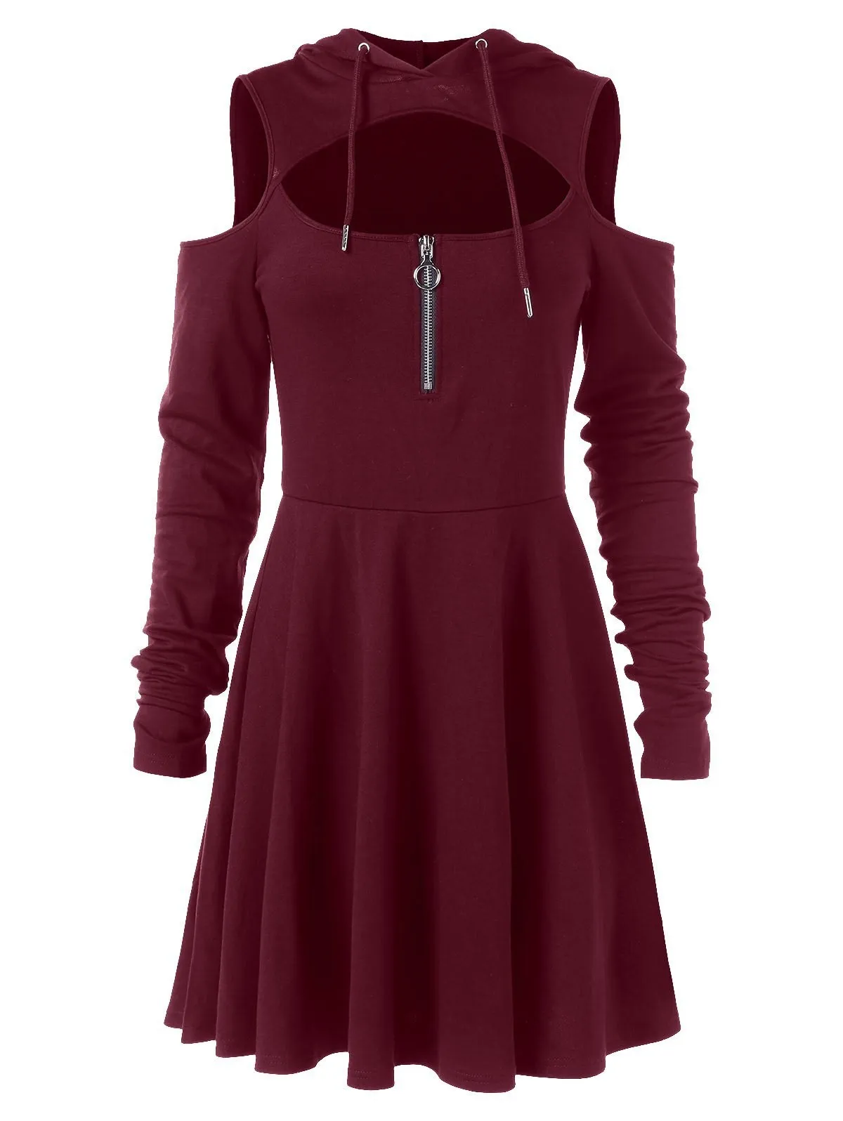 Женское платье с капюшоном Goth повседневное однотонное плиссированное в