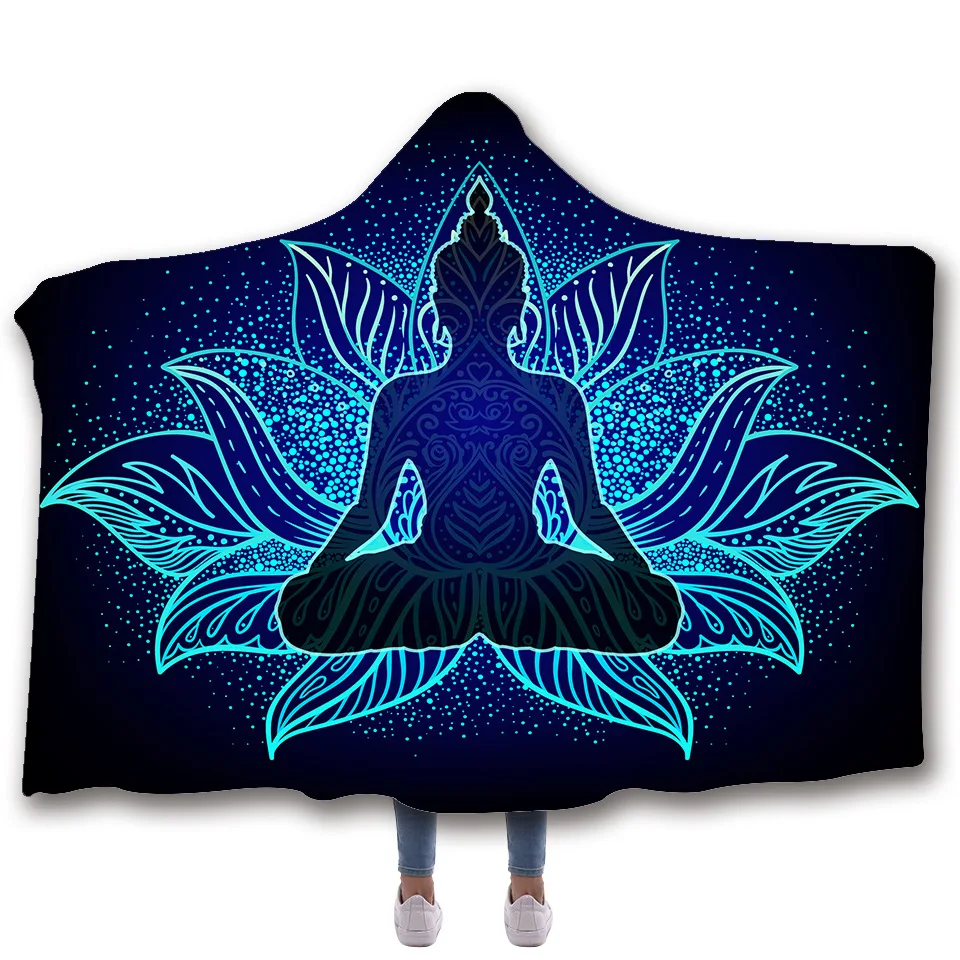 3D серия Мандала цифровое одеяло с капюшоном рисунком цветов Флисовое 2019 простое