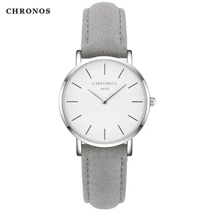 Часы наручные CHRONOS CH26 женские с кожаным ремешком, замшевой пряжкой и ремешком