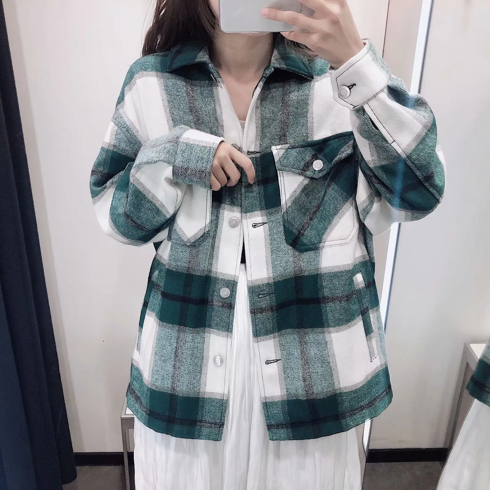 

Summer Blouse Women Single Breasted Vintage Blouse Shirts Fashion Female Casual Long Sleeves Oversized Plaid Shirt