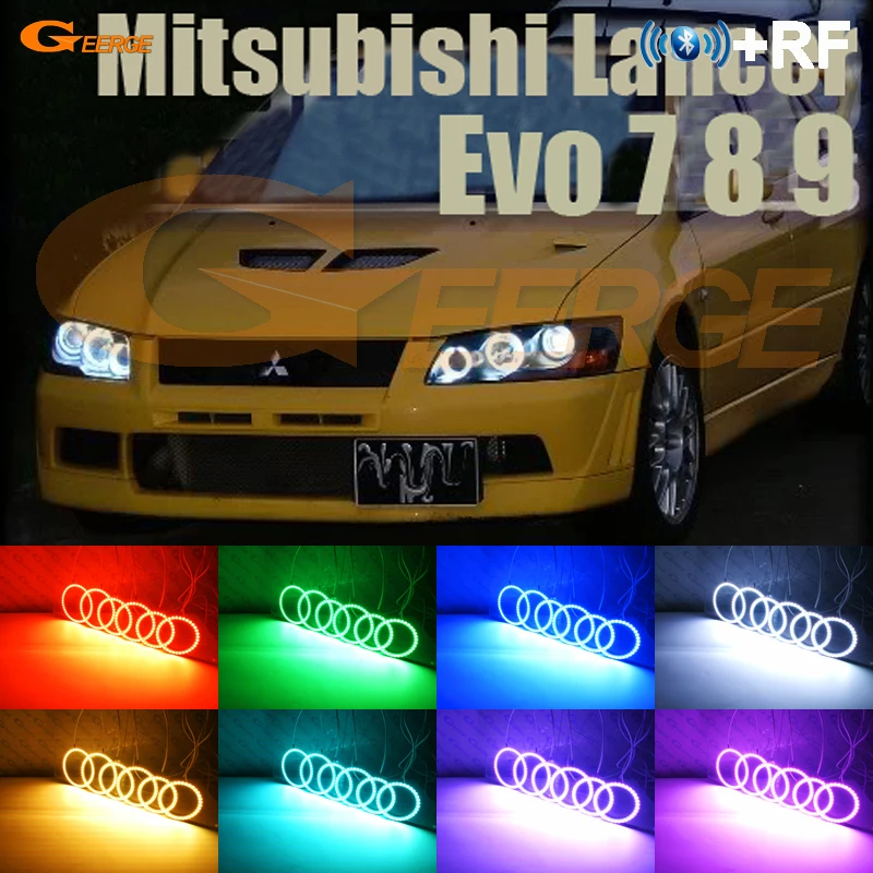 

For Mitsubishi Lancer Evo 7 8 9 2002-2007 BT App RF Remote Control Multi-Color Ultra bright RGB LED Angel Eyes kit halo rings