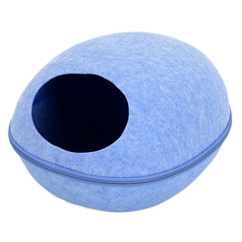 Blue Bostique-кровать для собак, кошек, пещерный спальный мешок на молнии в форме яйца, войлочная ткань, домик для питомцев, гнездо, корзина для кошек, товары для кошек, товары для животных - Цвет: Blue