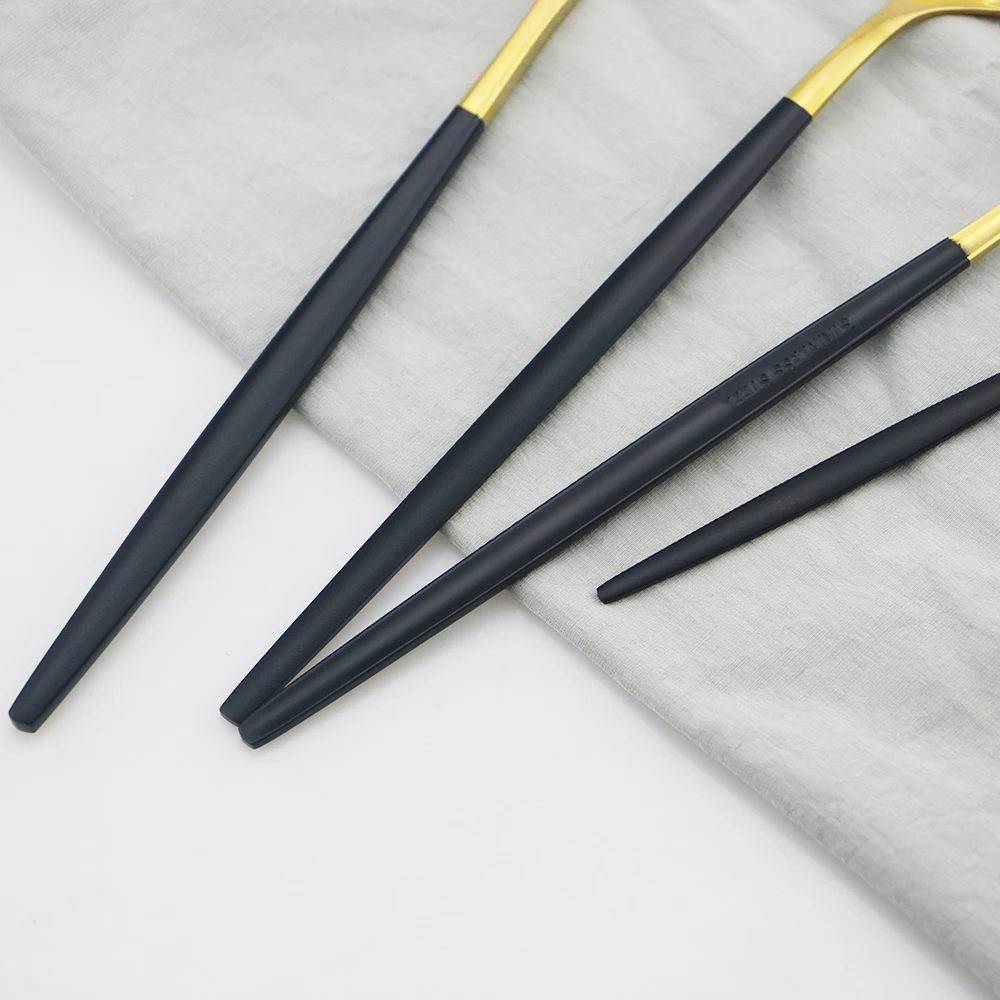 

32pcs/Set Dinnerware Set 304 Fork Knife Set Cutlery Spoon Stainless Steel Black Gold Flatware Set Tableware Silverware Set Set