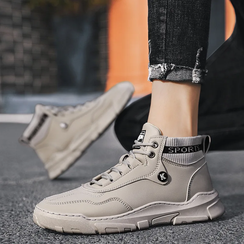 

New Hot Sale Men Casual Shoes Fall High Top Keep Warm Mens Footwear Comfortable Lace Up Student Sneakers Zapatillas